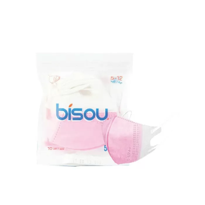 Khẩu Trang 5D Kids Bisou (05-12 Tuổi) Hồng Bịch 10 Cái